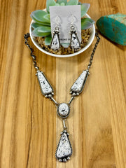 White Buffalo Lariat & Earrings Set