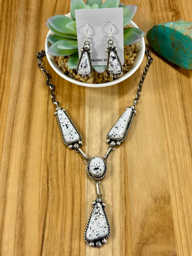 White Buffalo Lariat & Earrings Set