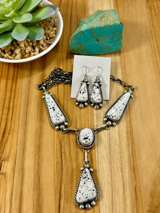 White Buffalo Lariat & Earrings Set