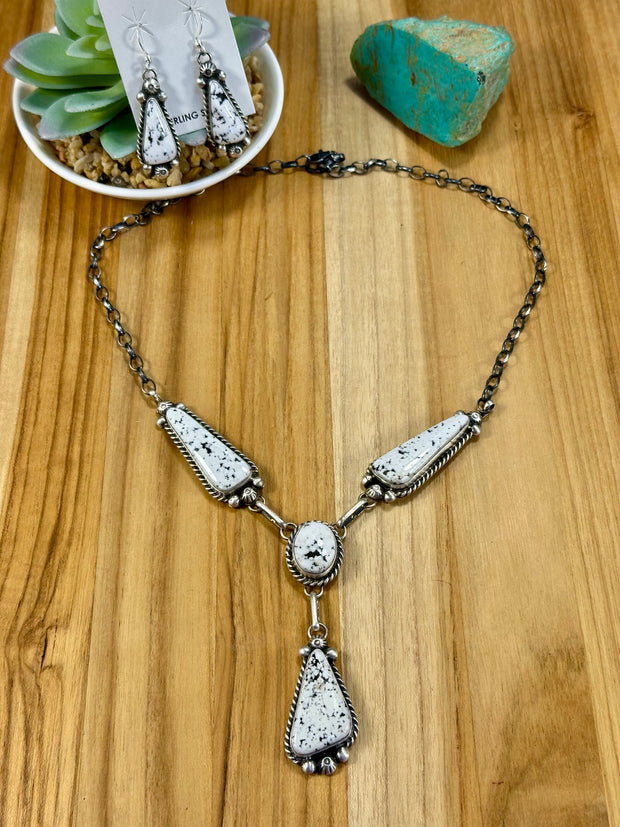 White Buffalo Lariat & Earrings Set
