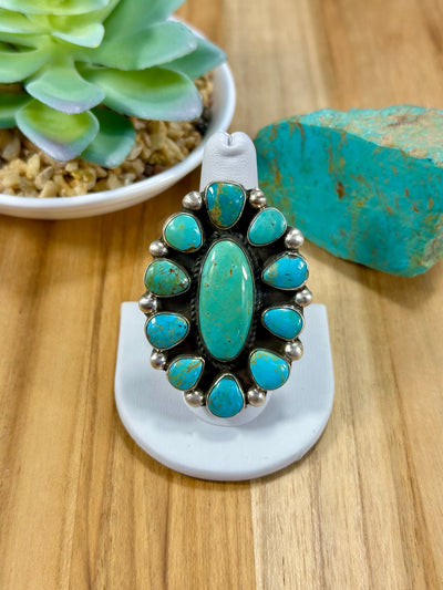 Kingman Turquoise Cluster Ring