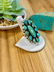 Kingman Turquoise Cluster Ring