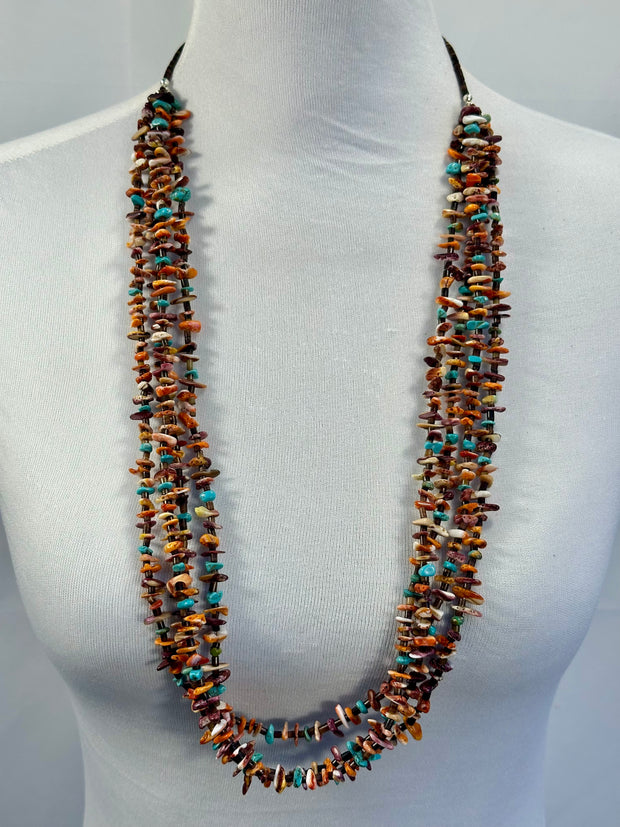 Four Strand Multi-Color Stone Beaded Necklace