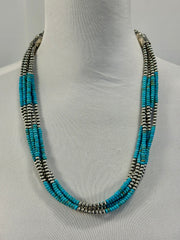 5 - Strand Kingman Turquoise & Sterling Silver Necklace