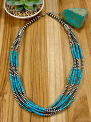 5 - Strand Kingman Turquoise & Sterling Silver Necklace