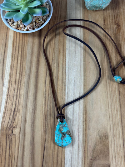 Adjustable Kingman Leather Necklace
