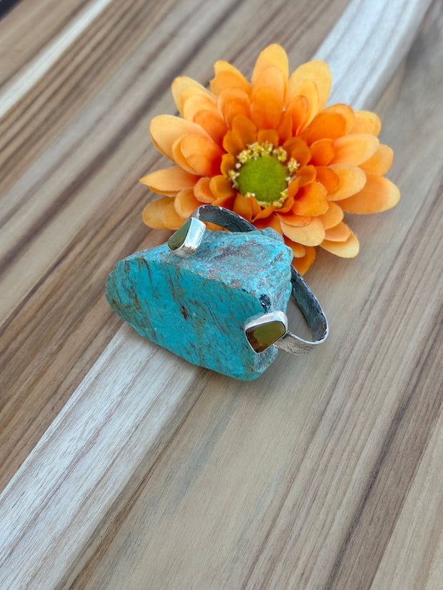 Kingman Turquoise 2 Stone Cuff