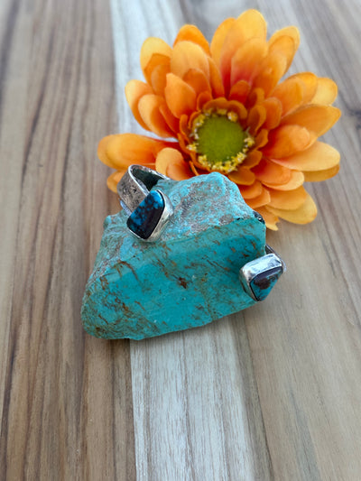 Kingman Turquoise 2 Stone Cuff