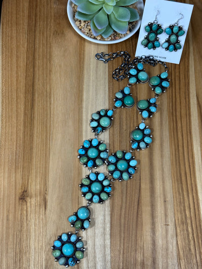 Carico Lake Turquoise Lariat Necklace and Earrings