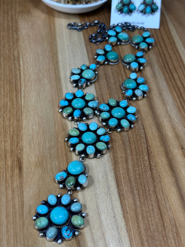 Carico Lake Turquoise Lariat Necklace and Earrings