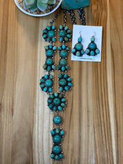 Carico Lake Turquoise Lariat Necklace and Earrings