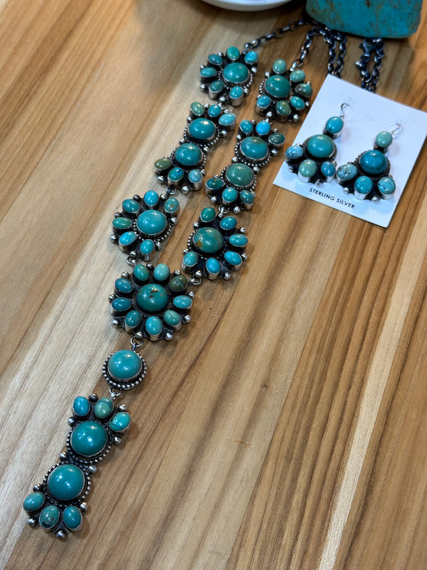 Carico Lake Turquoise Lariat Necklace and Earrings