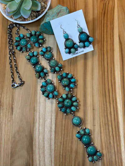 Carico Lake Turquoise Lariat Necklace and Earrings