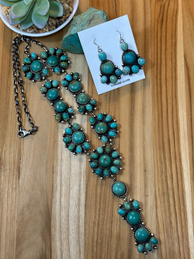 Carico Lake Turquoise Lariat Necklace and Earrings