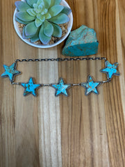 Kingman Turquoise Sterling Silver Star Choker