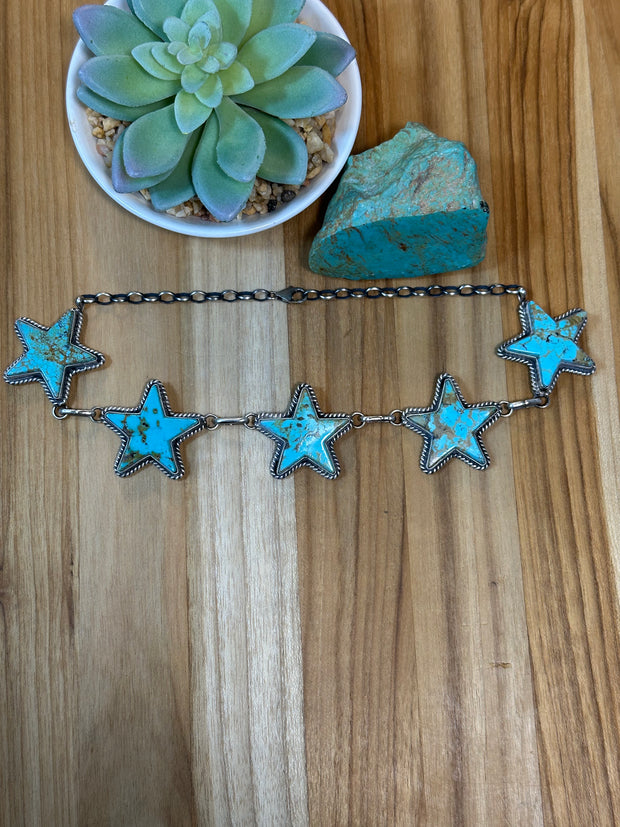 Kingman Turquoise Sterling Silver Star Choker