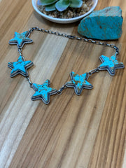 Kingman Turquoise Sterling Silver Star Choker