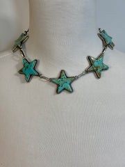 Kingman Turquoise Sterling Silver Star Choker