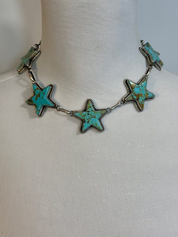 Kingman Turquoise Sterling Silver Star Choker