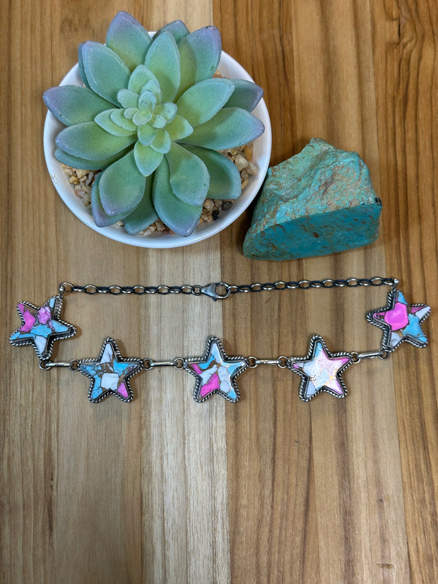 Cotton Candy Sterling Silver Star Choker