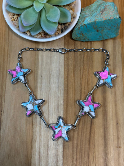 Cotton Candy Sterling Silver Star Choker