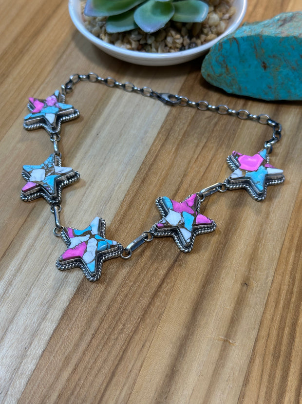 Cotton Candy Sterling Silver Star Choker