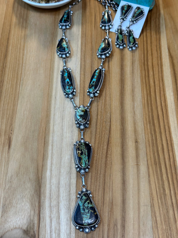 Black Jack Lariat Necklace and Earrings