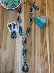 Black Jack Lariat Necklace and Earrings