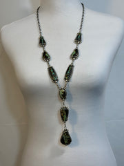Black Jack Lariat Necklace and Earrings