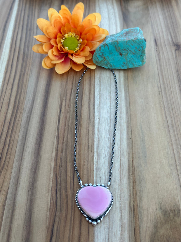 Pink Conch Heart Necklace