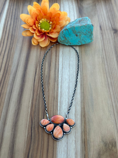 Orange Spiny Cluster Necklace