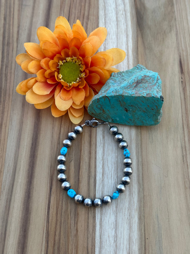 Turquoise and "Navajo Style" Pearl Bracelet