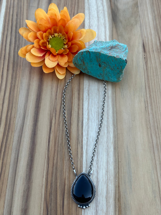 Black Teardrop Necklace