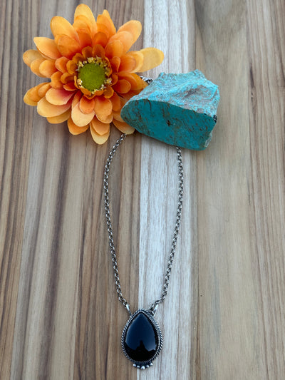 Black Teardrop Necklace