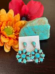 Kingman Turquoise Cluster Dangle Earrings