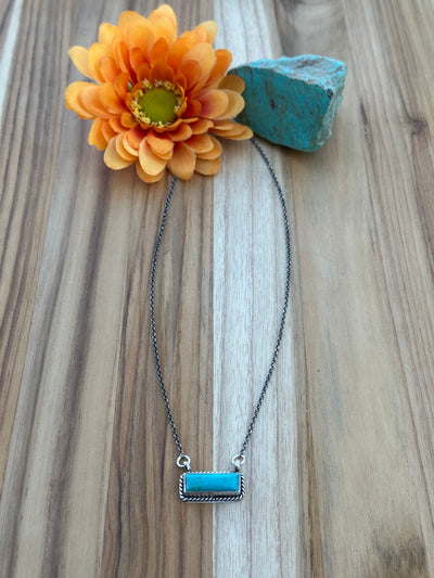 Kingman Turquoise Bar Necklace