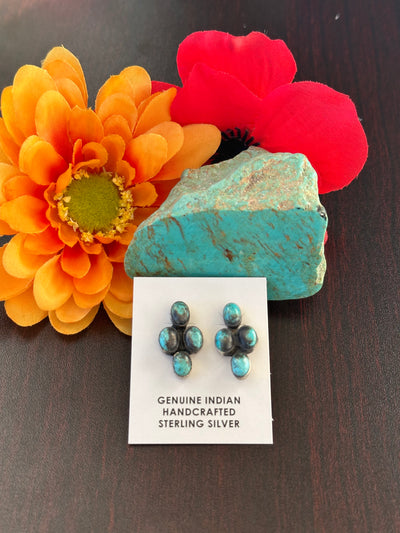 Kingman Turquoise 4 Stone Earrings
