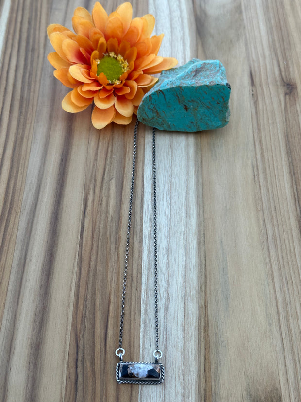White Bronze Bar Necklace