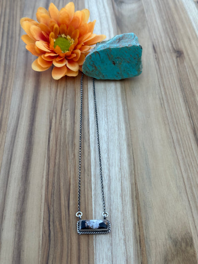 White Bronze Bar Necklace