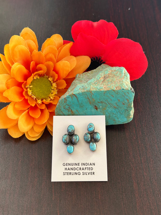 Kingman Turquoise 4 Stone Earrings