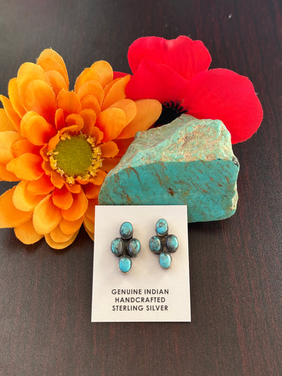 Kingman Turquoise 4 Stone Earrings