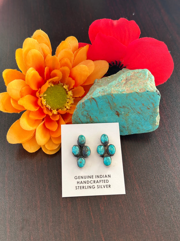 Kingman Turquoise 4 Stone Earrings