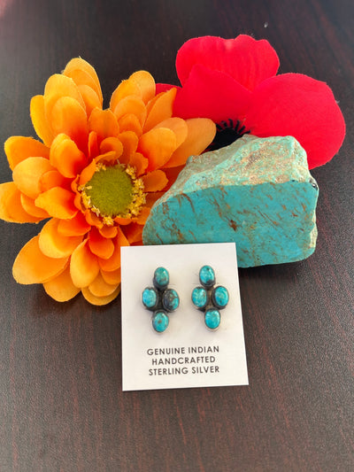 Kingman Turquoise 4 Stone Earrings