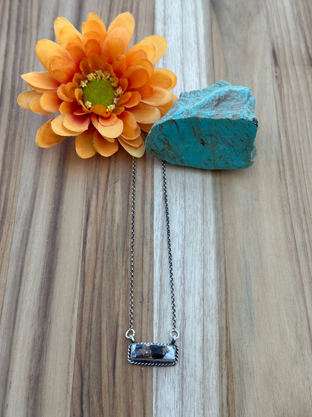 White Buffalo Bronze Bar Necklace