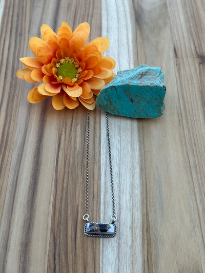 White Buffalo Bronze Bar Necklace