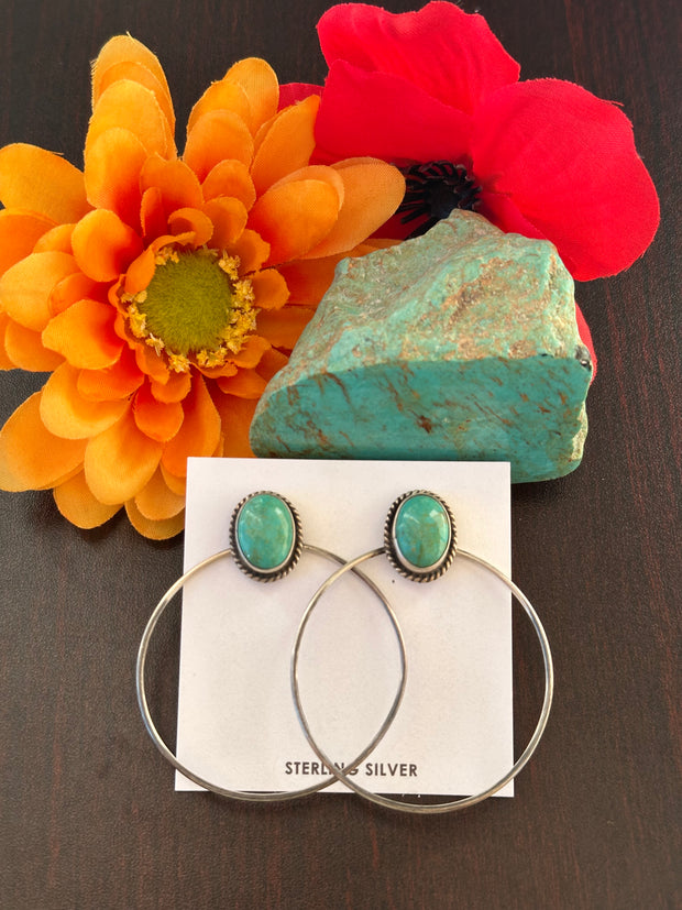 Kingman Turquoise Hoop Earrings