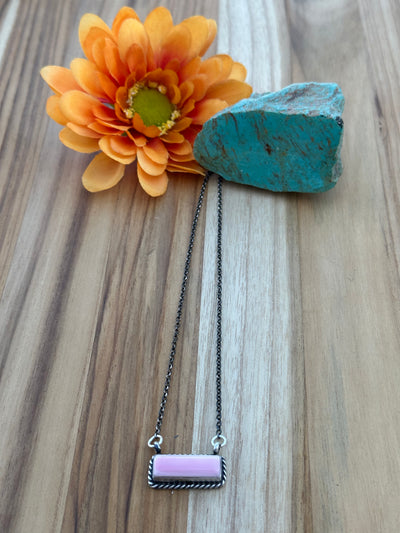 Pink Conch Bar Necklace