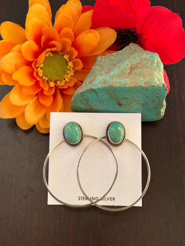 Kingman Turquoise Hoop Earrings