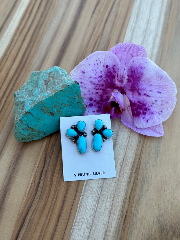 3 Stone Kingman Turquoise Earrings