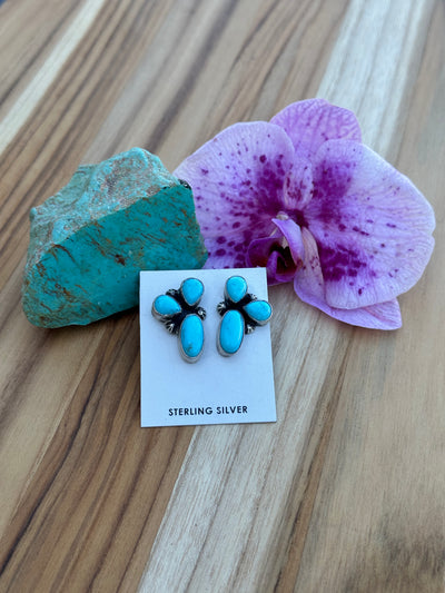 3 Stone Kingman Turquoise Earrings